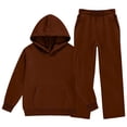 thumbnail image 5 of YunPes Girls Boys 2 Piece Tracksui𝐭 Wide Leg Sweatpants & Hooded Sweatshirt Elastic Waist Baggy Straight Leg Pants Athletic Outfits, 5 of 7