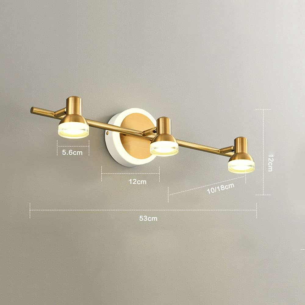 Adjustable Vanity Lighting Fixture LED Bathroom Mirror Lamp, Acrylic Shade Rotating Makeup Mirror Front Light, Bath Vanity Wall Lamps Over Mirror Cabinet for Dressing Table