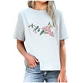 thumbnail image 2 of DDAPJ pyju Women Vintage Floral Embroidered Top Casual Summer Short Sleeve Linen T Shirt Lightweight Going Out Blouse Limited Time Sales White XL, 2 of 6