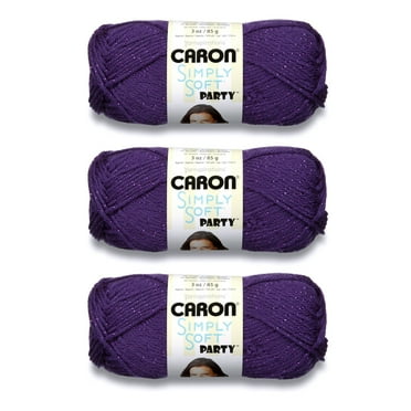 Caron® Simply Soft® Party™ #4 Medium Acrylic Yarn, Purple Sparkle 3oz/85g, 164 Yards (3 Pack)