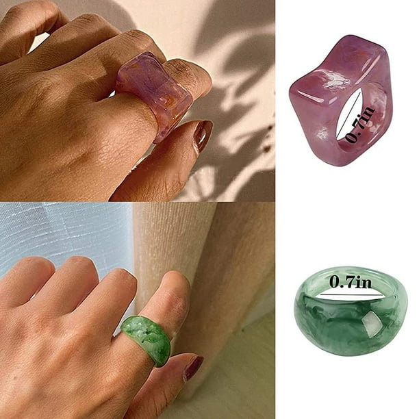 Resin Acrylic Fashionable Ring for Women Teen Girls Jelly color