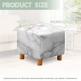 thumbnail image 3 of SCRAWLGOD Marble Print White Gray Footstool Cover, Removable Square Slipcover with Elastic Bottom Breathable Foot Stool Protection Universal Fit for Most Footrest Sofa, 3 of 7