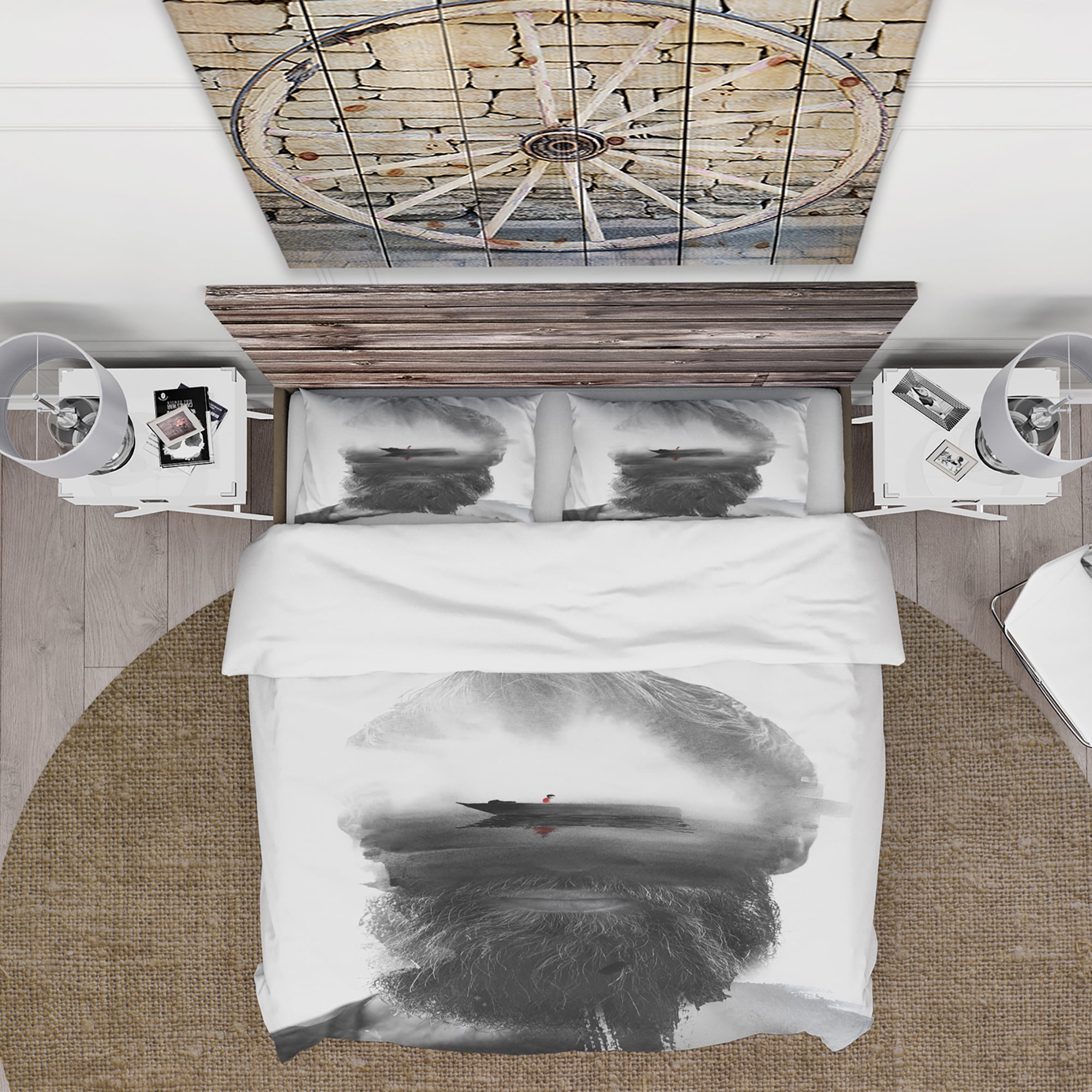 Designart 'Floating Boat in Man Portrait' Glamour Duvet Cover Set