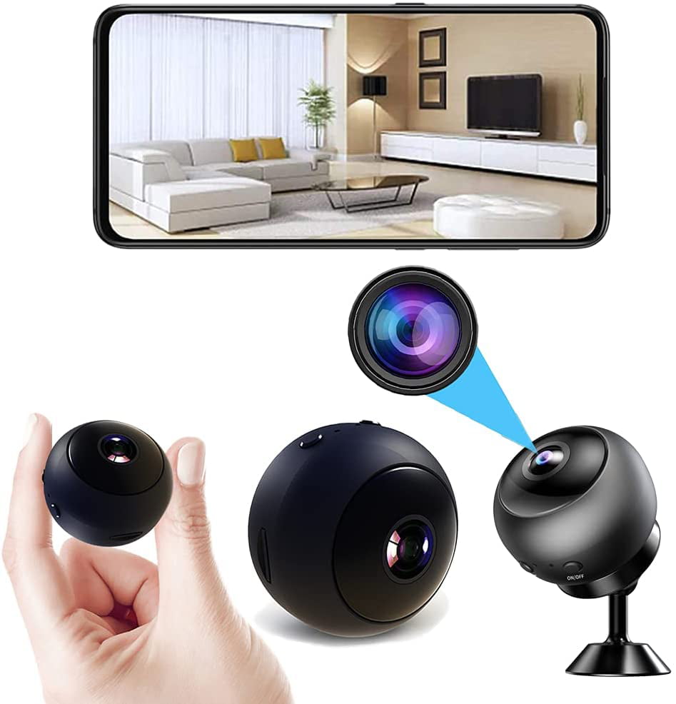 Black Mini Spy Hidden Camera Home Security Surveillance 1080P High-Definition Wireless Spy Camera Portable HD Nanny Cam with Night Vision and Motion Detective 