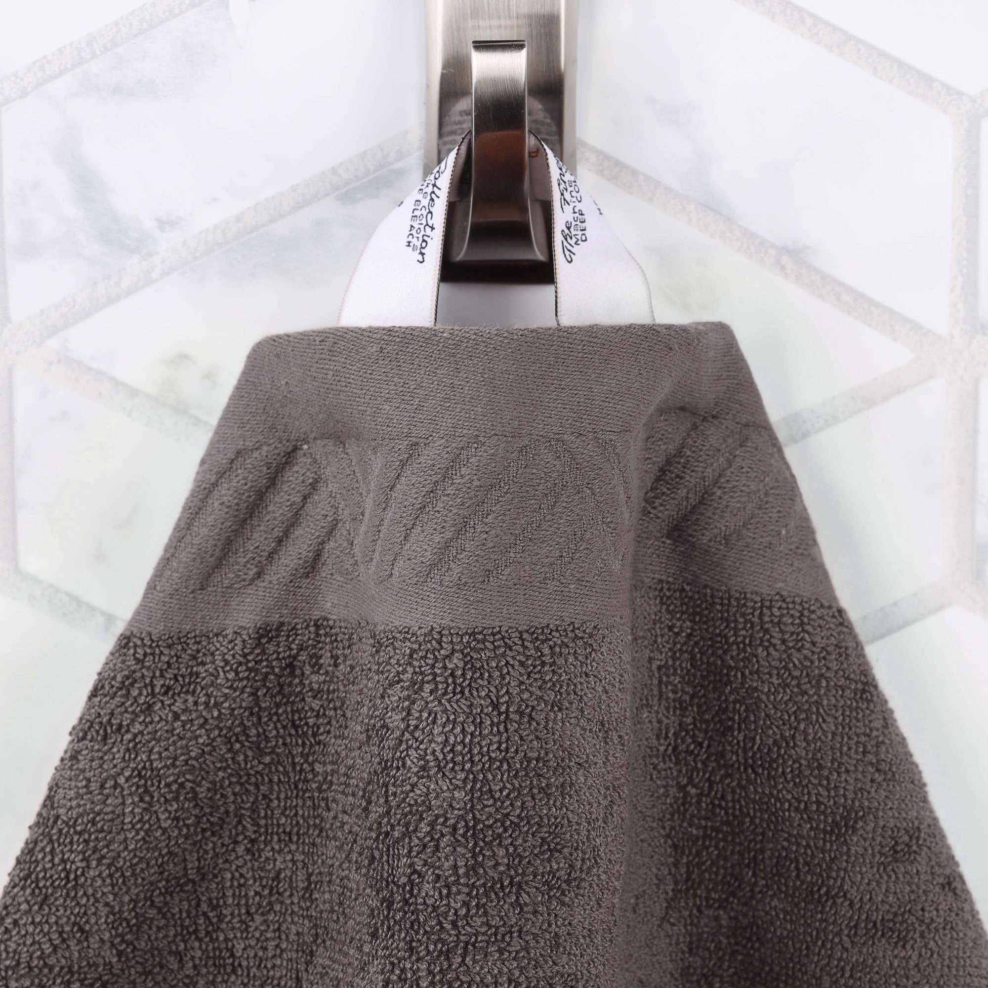 Superior Basketweave Egyptian Cotton Solid 3 Piece Towel Set, Grey