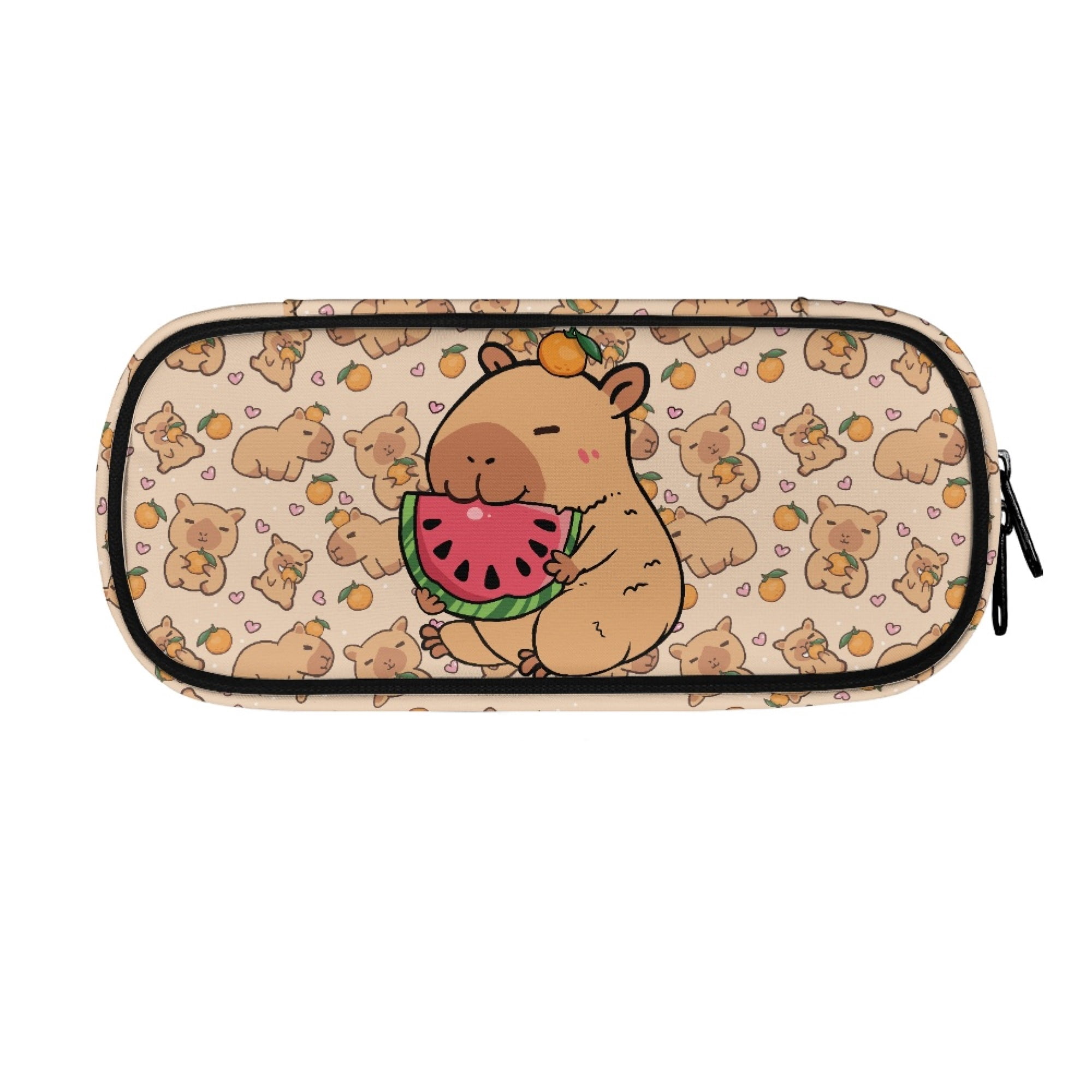 XYZCANDO Melon-Love-Capybara Polyester Pen Case Pouch for Girls