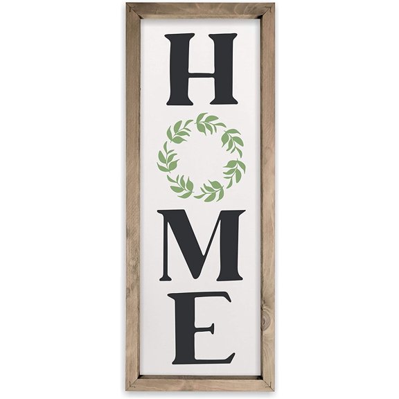 Home Wreath Framed Rustic Framed Wood Farmhouse Wall Sign 6x18