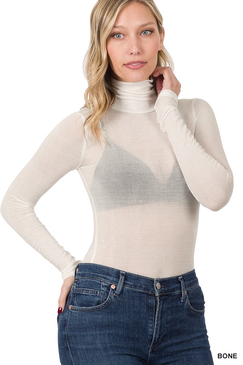 Zenana Women Sheer Long Sleeve Sexy 