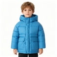 thumbnail image 1 of Parkas de manga larga, chaqueta de invierno con capucha y plumón cálido para niños y niñas, ropa infantil mediana y grande, chaqueta gruesa y corta, tops de algodón para niños., 1 of 8