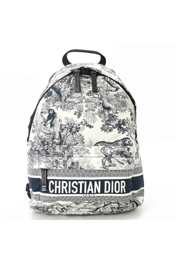 Pre-Owned Christian Dior DIOR Small Backpack, Rucksack, Nylon, Toile de Jouy, Black, White,...