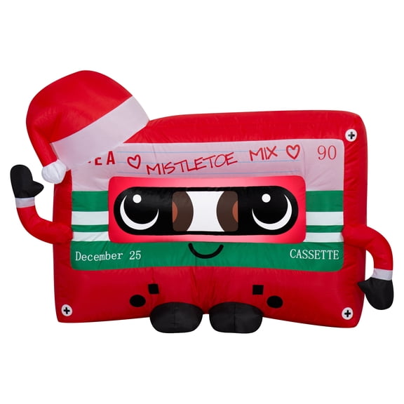 Multicolor Vintage 90s Cassette Tape Christmas Airblown Yard Inflatable, 3.3', by Holiday Time