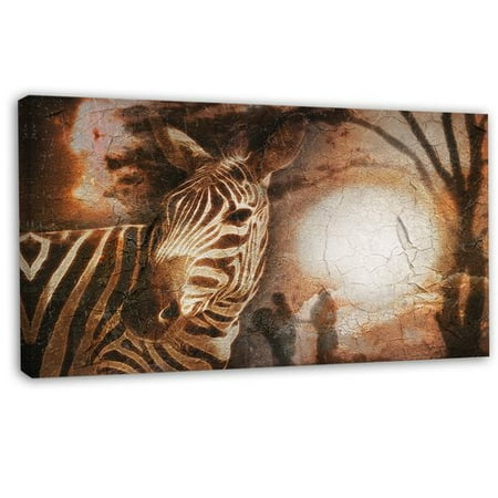 Design Art 'Vintage Style African Zebra' Graphic Art on Wrapped