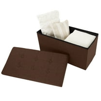 Lavish Home 30-Inch Folding Storage Ottoman with Removable Bin (Brown)