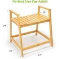 OasisCraft Bamboo Shower Bench, 22" Shower Chair with Free Soap Dish, Waterproof Wood Spa Bath