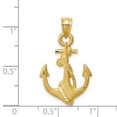thumbnail image 2 of 14k Solid Yellow Gold Brushed and Sparkle-Cut Nautical Ship Mariner Anchor Pendant Necklace 28.2mm long Pendant for Wome, 2 of 2
