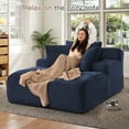 thumbnail image 6 of Muumblus Oversized Chaise Lounge Chair Indoor Furniture, No Assembly Required, Plush Corduroy Cloud Floor Sofa Bed for Living Room, Blue, 6 of 10
