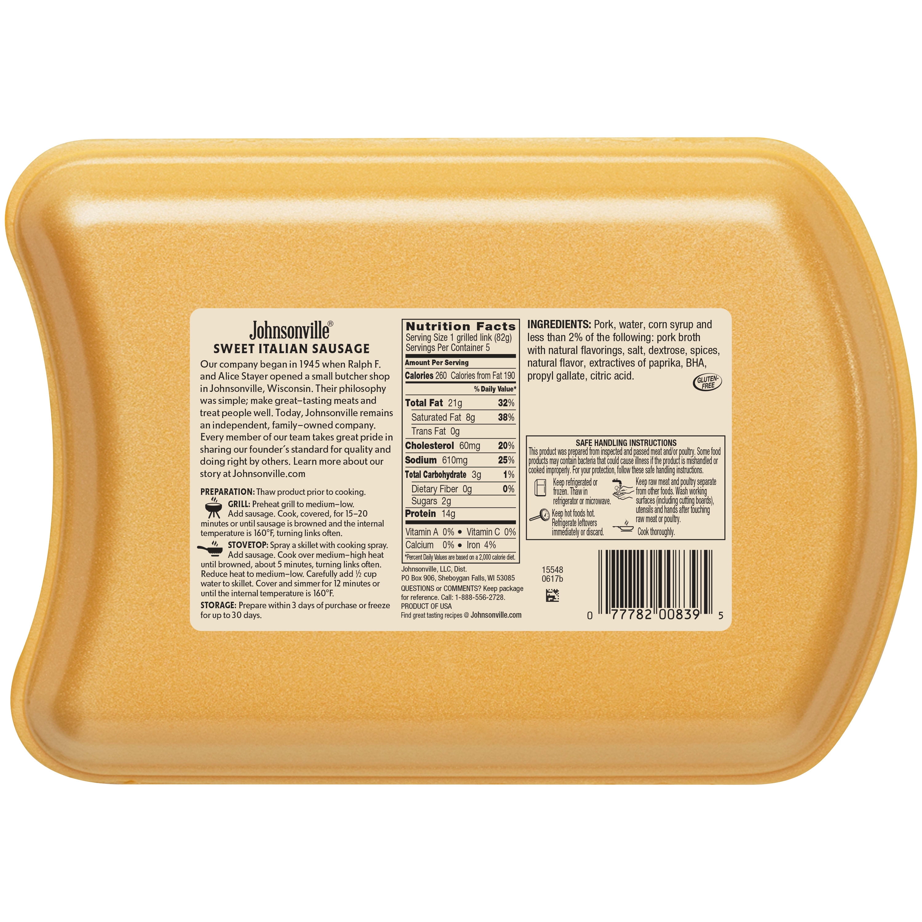 Johnsonville Sweet Italian Sausage Nutrition Facts Besto Blog