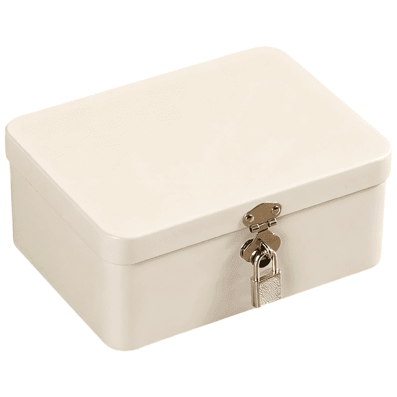 Metal Storage Box with Padlock, 6.9 x 5.1 x 3 in / 17.5 x 13 x 7.5 cm, Retro Style Rectangle Tinplate Storage Box, Lightweight Keepsake Container with Painting-inspired by Yunmengze