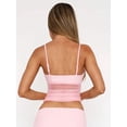 thumbnail image 5 of Women'S Sheer Mesh Camisole Tops Ruched V Neck Spaghetti Strap Crop Tank Top Pink L, 5 of 8