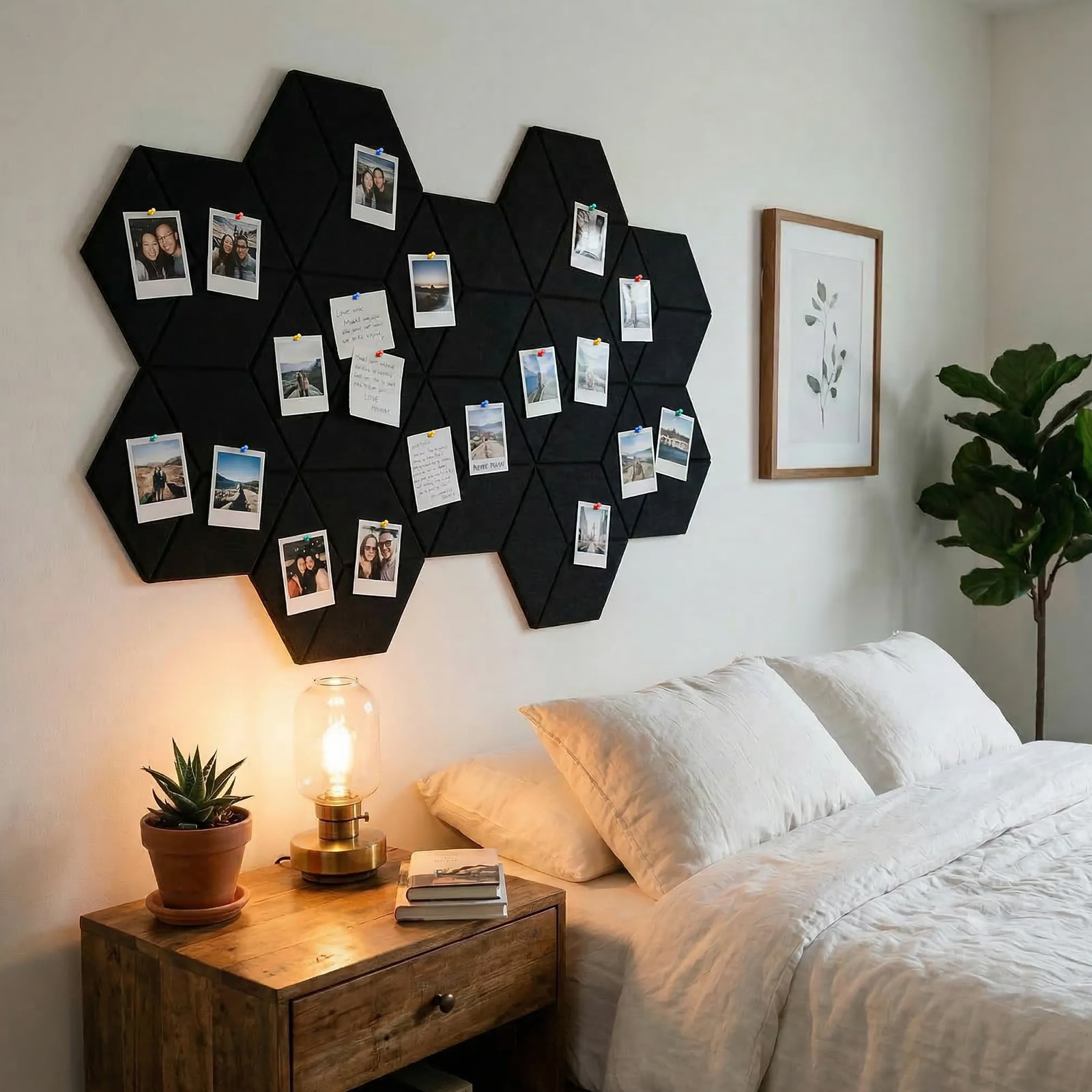 Threns Hexagon Cork Boards for Walls Decor,10 Pack Cork Bulletin Board Tiles with 50 Pins,Pin Board for Office Home Notes Photos and DIY Classroom Decor