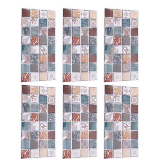 6Pcs Peel and Stick Wallpaper, PVC Self Adhesive Backsplash Tiles Wall Paper, Wate and Oil Proof, 5.9x11.8in DIY Kitchen Wall Tile Sticker for Kitchen Countertop Cabinet
