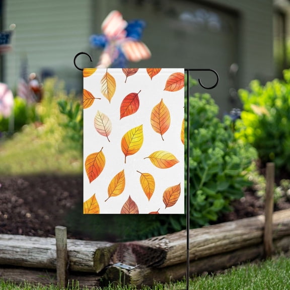 Yayeee Garden Flag 12" x 18" Double Sided Outdoor Yard Lawn Holiday Decorations, Orange Leaves