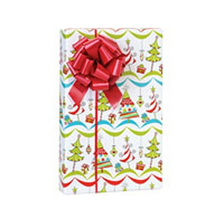 - Red Blue and Green Merry Trees Holiday /Christmas Gift Wrapping Paper 16ft