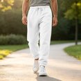 thumbnail image 3 of WULMLEO Men's Jogger Pants with Pockets Drawstring Tapered Athletic Sweatpants for Gym Running Casual White M, 3 of 7