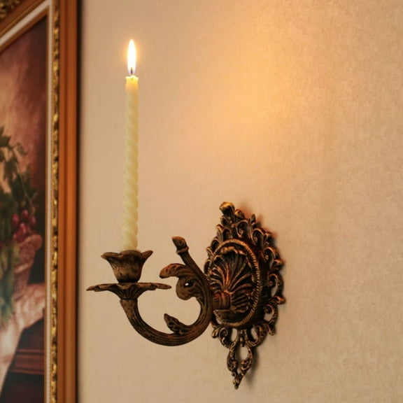 ibasenice Rustic Wall Sconce Candle Holder Cast Iron Decorative Hanging Piece for Garden Themed Interiors 1Pack