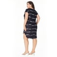 thumbnail image 2 of MLDRA Plus Size Women's Dress Summer Crewneck Stretch Casual Striped Side Slits Midi Dress, 2 of 6