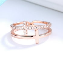 18k Rose Gold Plated Sideways Cross Ring with Crystals