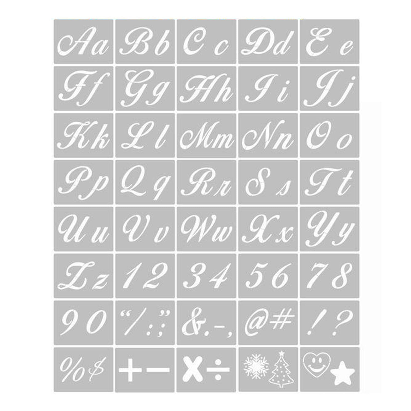 Alphabet Stencils with Calligraphy Letter Reusable Plastic Art Craft Upper Low 