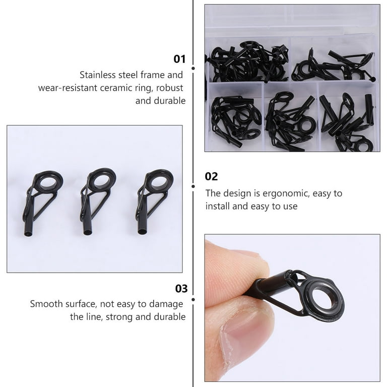 Fishing Rod Guide 40pcs Fishing Rod Guides Fishing Rod Tips Repair Kit  Stainless Steel Rod Guides