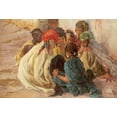 thumbnail image 2 of Dinet, Alphonse Etienne 18x14 Black Ornate Wood Framed with Double Matting Museum Art Print Titled - Arab Children Playing, 2 of 4