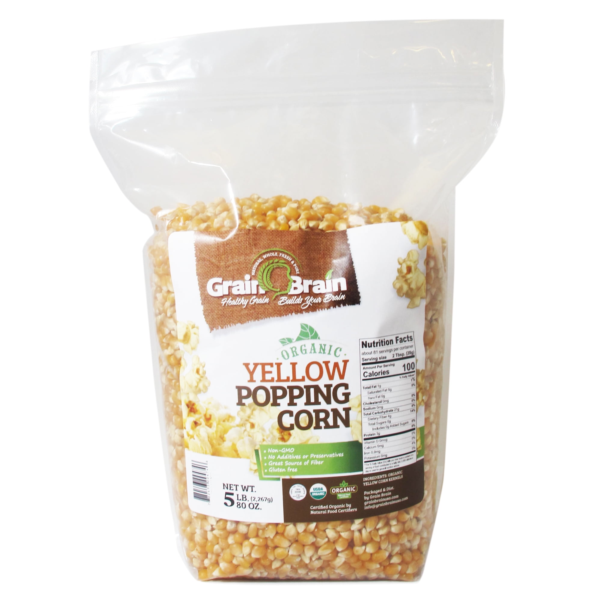Grain Brain Organic Yellow Popcorn Seeds (5 lb)