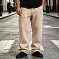 thumbnail image 6 of Men Soft Knit Cargo Sweatpants Sevevn Oversized Side Patch Utility Pockets Elastic Waist Wide Straight Leg Solid Loose Trousers For Street Sports And Daily Relax Wear, 6 of 8