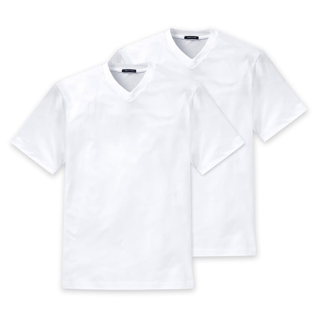 SCHIESSER Camiseta americana para hombres, paquete de 2 - 1/2 manga, camiseta interior, cuello en V Blanco XL (X-Large)