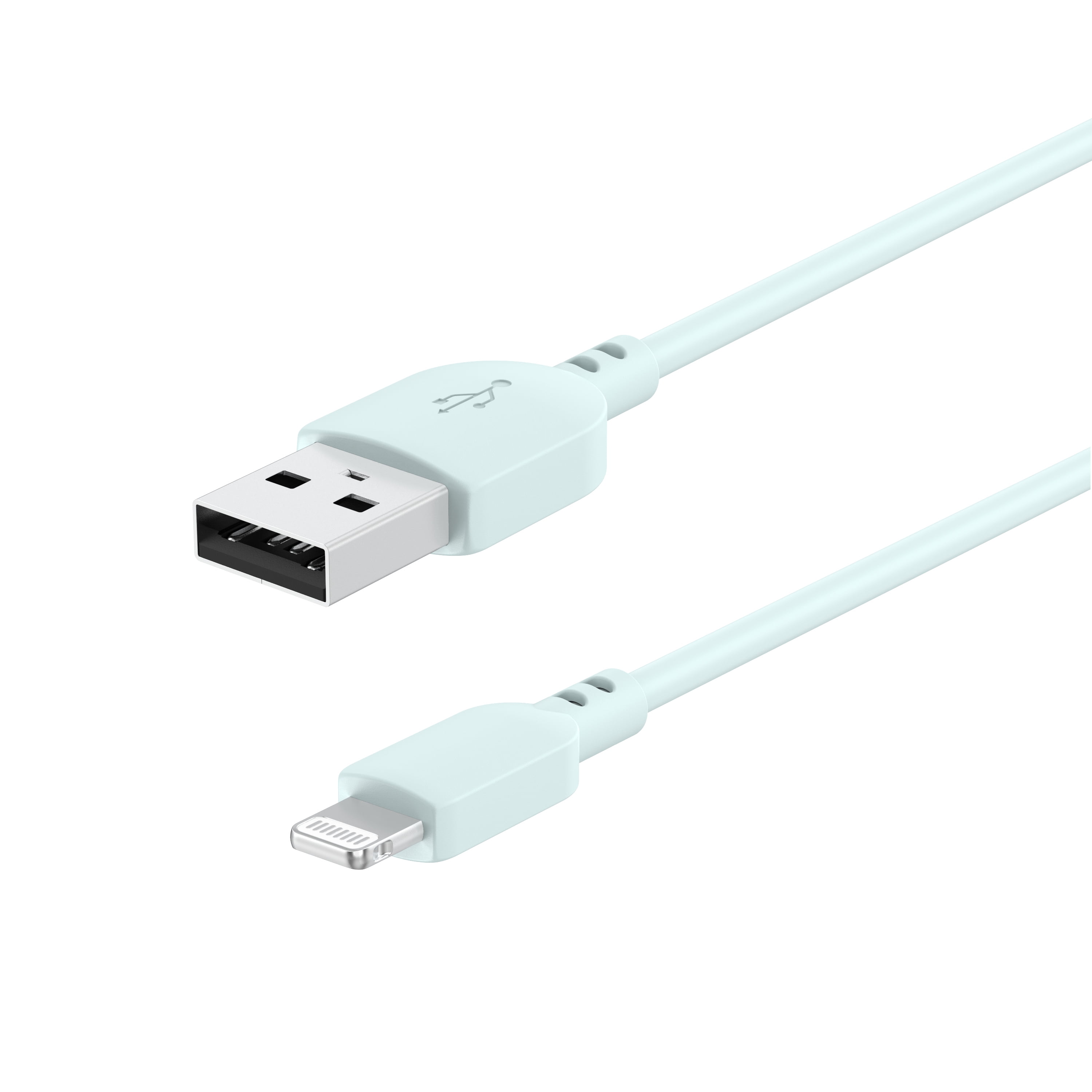 onn 3' Lightning to USB Charging and Data Cable, Aqua, 480 Mbps, Compatible with iPhone/iPad/iPod