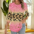 thumbnail image 2 of Womens Tops Plus Size 3/4 Length Sleeve Crewneck Loose Shirts Pleated Cute Clothes Dressy Casual Tunic Tops Pink L, 2 of 5