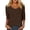 Brown, variant on Blouses for Women 3/4 Sleeve Casual Solid Color Print Neck Low Cut T Shirt Top Casual Basic Tee S