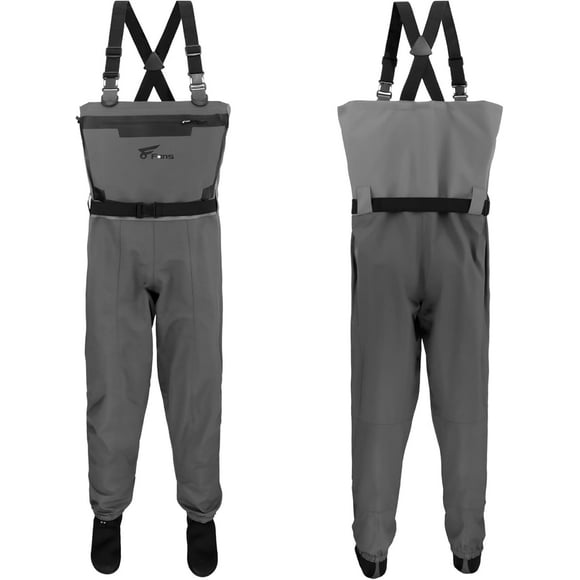 8 Fans Breathable Chest Wader 3-Ply 100% Durable and Waterproof with Neoprene Stocking Foot Insulated Waders for Fishing