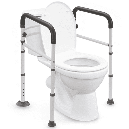 Naipo Toilet Safety Rails Frame with Handles for Seniors & Disabled, Adjustable Aluminium Supports up to 300Lbs, Fits Most Toilets