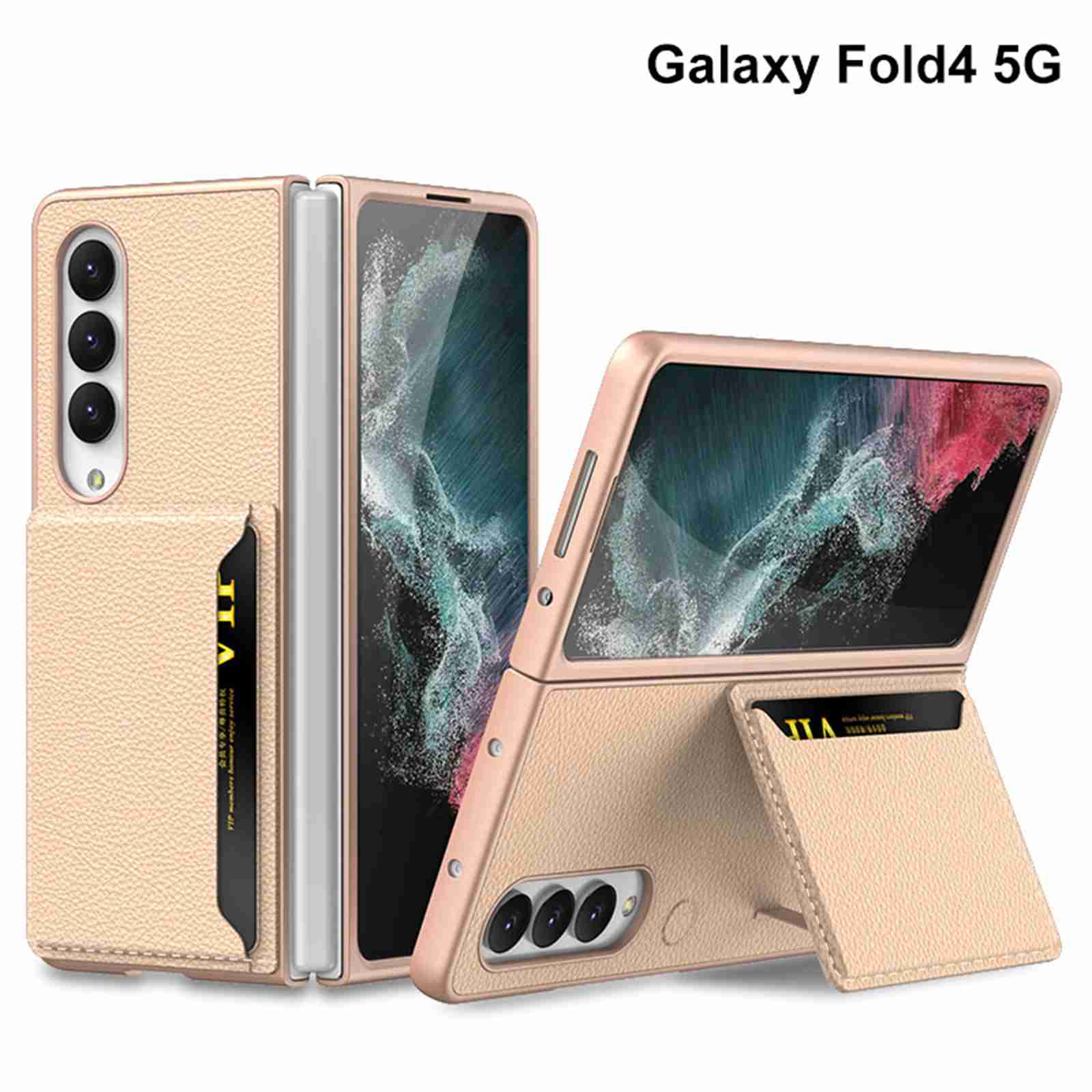 Dteck Samsung Galaxy Z Fold 4 Leather Wallet Case, Shockproof With Card