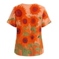 thumbnail image 5 of Yrmaups Loose Fit Short Sleeve T Shirt for Women Plus Size, Sunflower Square Neck Blouse, Casual Button Down Top, Soft Stretch Tee for Party Vacation Daily Wear, Orange XL, 5 of 8