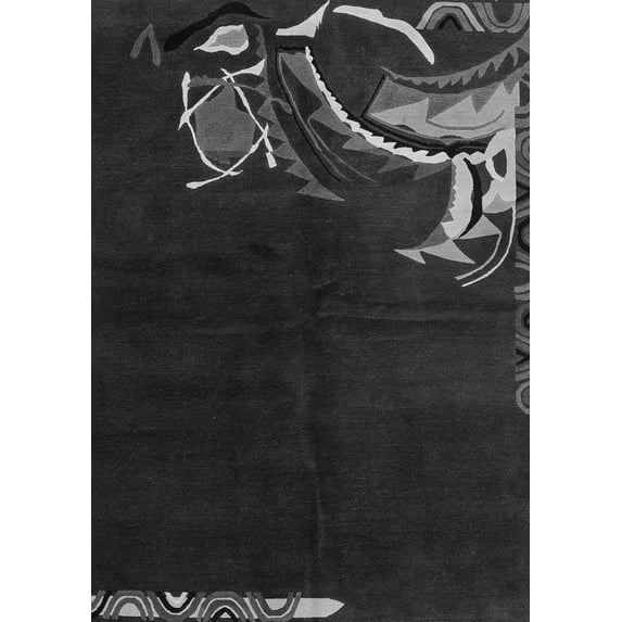 Ahgly Company Indoor Rectangle Oriental Gray Asian Inspired Area Rugs, 4' x 6'