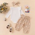 thumbnail image 4 of Baby Girl Clothes Outfits Ruffle Romper+ Floral Pants + Cute Headband Sets for Girls, 4 of 9