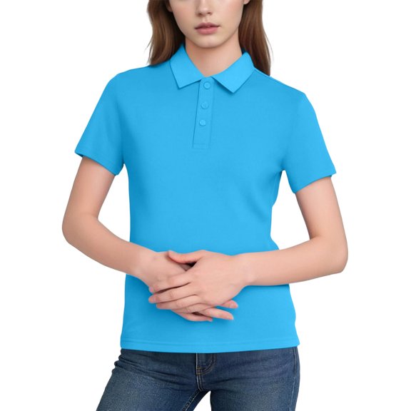 FRSASU Womens Golf Polo Shirts Short Sleeve Collared Tops Lightweight Moisture Wicking Tennis Activewear Sky Blue