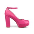 thumbnail image 3 of BLISSFUL STEP Women's Block Heel Pumps Platform Ankle Strap Round Toe Heel Hot Pink 11, 3 of 7