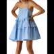 thumbnail image 3 of Vestido de Verano para Mujer, Minivestido Corto Holgado Sin Mangas con Tirantes Finos Ajustables Azul M, 3 of 9