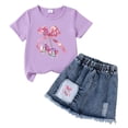 thumbnail image 4 of TAmtem Kid Girls Clothes Outfits Cute Sweet Bowknot Print Denim Short Summer Clothing Set(C,2-3 Years), 4 of 4